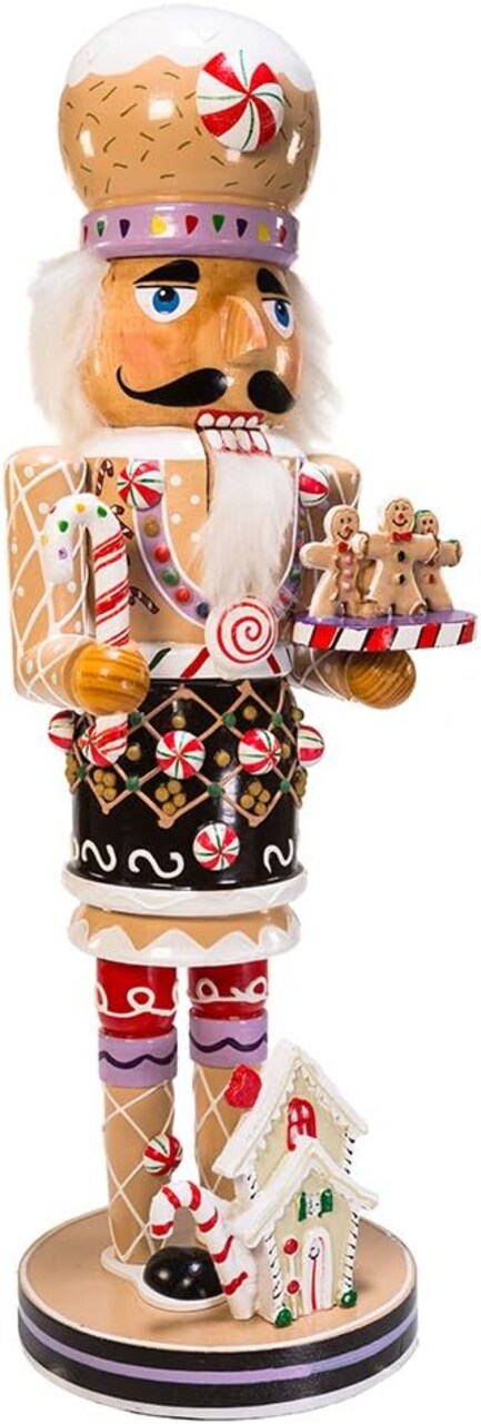 16-Inch Wooden Gingerbread Christmas Nutcracker (Color May Vary),Brown/Beige